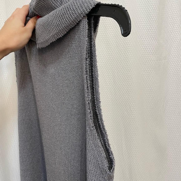 NWT ASTR The Label Small Waffle Knit Gray Turtle Neck High Low Hem Tank - Picture 8 of 10
